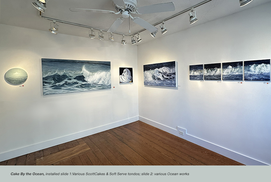 Installation shot of ocean paintings at William Scott Gallery